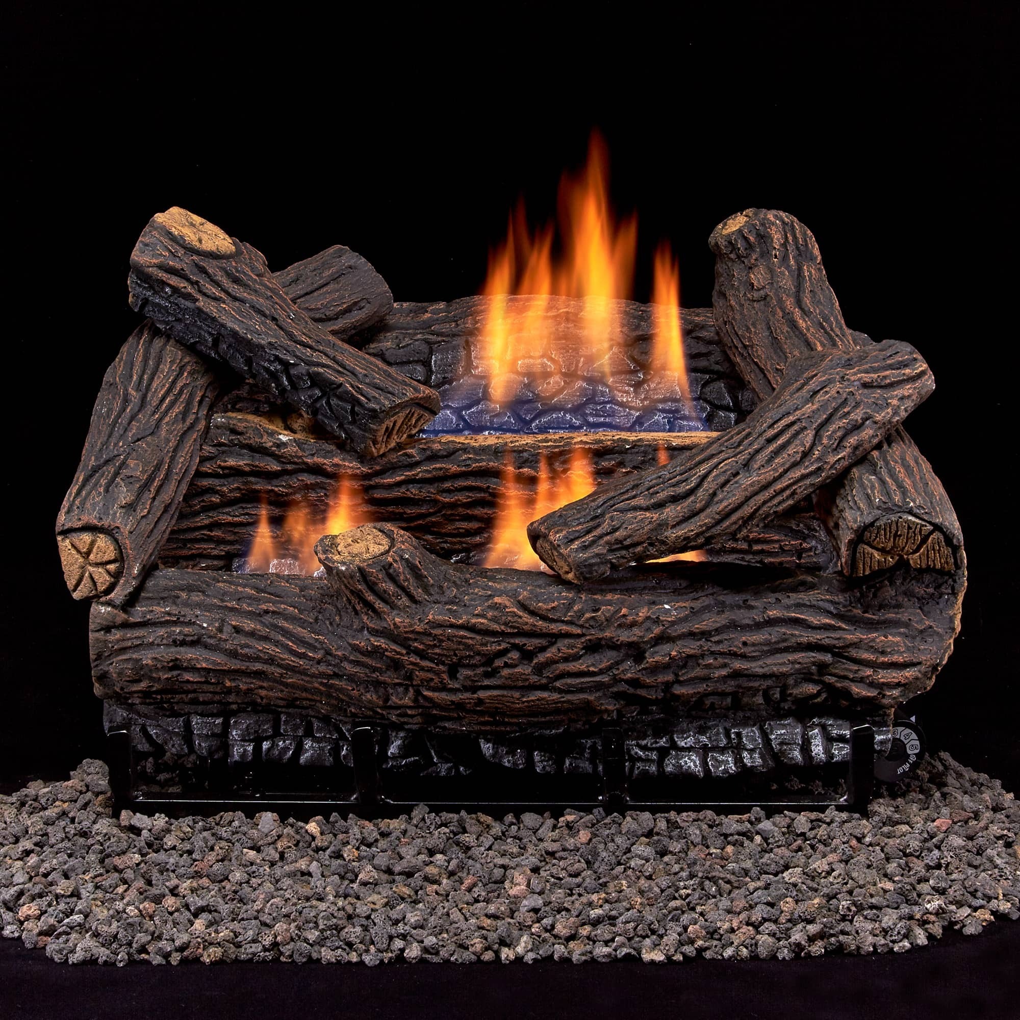 Duluth Forge Vent Free Indoor Gas Log Set — 18in., 30,000 BTU, Liquid Propane, Thermostat Remote Control, Stacked Red Oak, Model# DLS-L18R-2